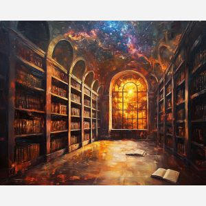 OLD LIBRARY UNDER A SUPERNOVA'S GLOW