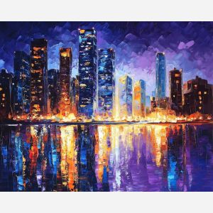 MIDNIGHT SKYLINE REFLECTIONS