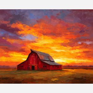 AMERICAN BARN SUNSET