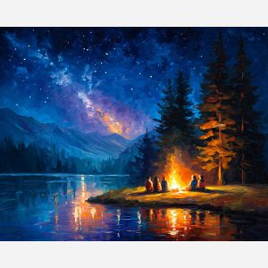 MIDNIGHT CAMPFIRE SCENE