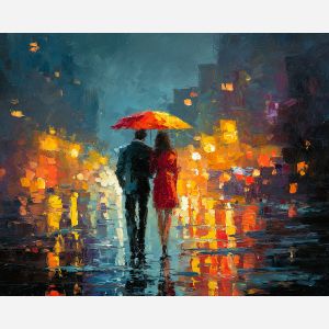 COUPLE UNDER UMBRELLA