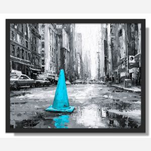 CYAN CITYSCAPE - FRAMED