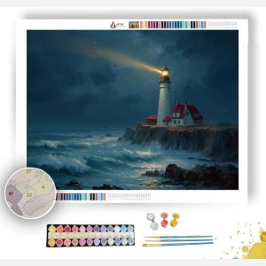 LIGHTHOUSE AT NIGHT - Paint by Numbers Full Kit