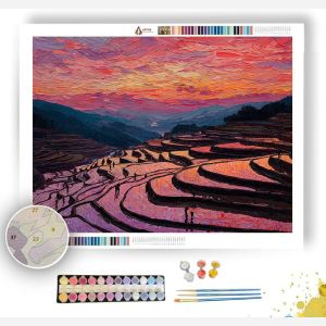 RICE FIELDS AT DUSK - Paint by Numbers Full Kit