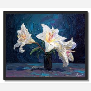 A VASE OF LILIES - FRAMED