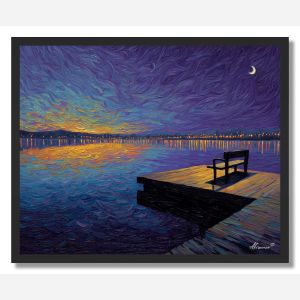 NIGHTFALL AT THE PIER - FRAMED