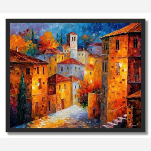 VILLAGE IN GOLD - FRAMED