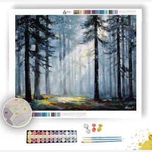 LIGHT THROUGH THE MISTY PINES - Paint by Numbers Full Kit