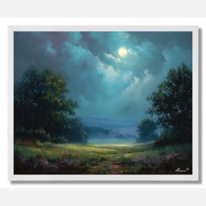 MOON ABOVE THE MEADOW - FRAMED