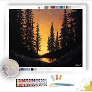LIGHT BEYOND THE PINES - Paint by Numbers Full Kit