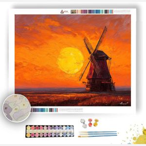 WINDMILL AT SUNSET - Paint by Numbers Full Kit