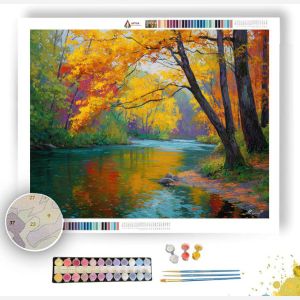 AUTUMN RIVER TURN - Paint by Numbers Full Kit
