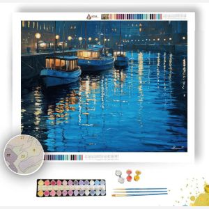 HAMBURG HARBOR NIGHT - Paint by Numbers Full Kit