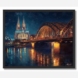 COLOGNE BRIDGE NIGHT - FRAMED