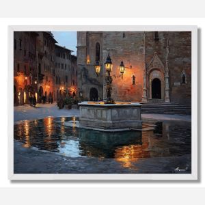 SIENA FOUNTAIN EVENING - FRAMED