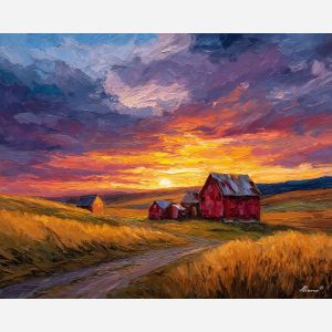 GOLDEN FARMHOUSE SUNSET