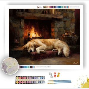 DOG BY FIREPLACE - Paint by Numbers Full Kit