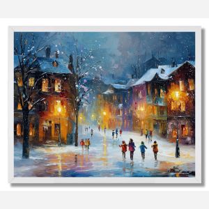 WINTER VILLAGE NIGHT - FRAMED