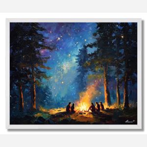 STARLIT CAMPFIRE NIGHT - FRAMED