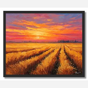 GOLDEN SUNSET FIELDS - FRAMED