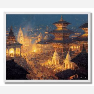 KATHMANDU EVENING BELLS - FRAMED