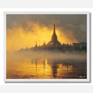 MYANMAR TEMPLE MIST - FRAMED