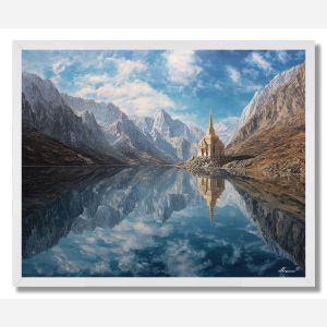 TIBETAN LAKE REFLECTION - FRAMED