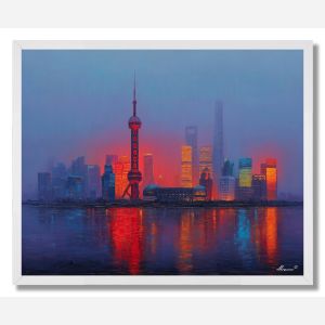 SHANGHAI EVENING SKYLINE - FRAMED