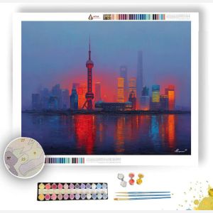 SHANGHAI EVENING SKYLINE - Paint by Numbers Full Kit
