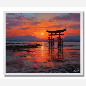 JAPANESE TORII SUNSET - FRAMED