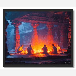 INDIAN TEMPLE FIRE - FRAMED