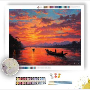 THAI RIVER SUNSET - Paint by Numbers Full Kit