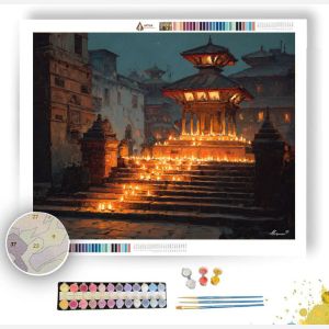 KATHMANDU TEMPLE NIGHT - Paint by Numbers Full Kit