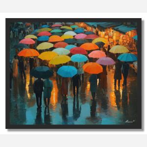 HONG KONG RAIN MARKET - FRAMED