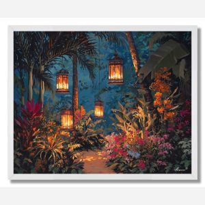 BALI NIGHT GARDEN - FRAMED