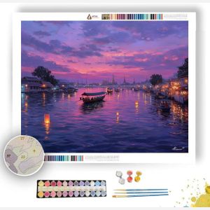 BANGKOK RIVER TWILIGHT - Paint by Numbers Full Kit