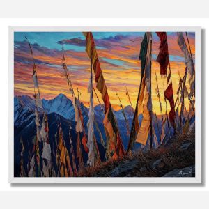 TIBETAN WIND PRAYER - FRAMED