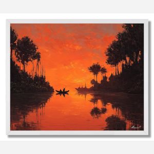 THAI RIVER EVENING - FRAMED