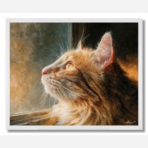 CAT AT THE WINDOWLIGHT - FRAMED