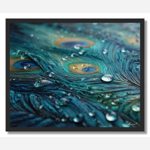PEACOCK RAIN - FRAMED