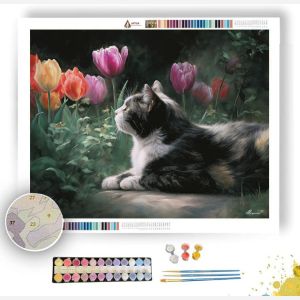 CAT AND TULIPS - Paint by Numbers Full Kit