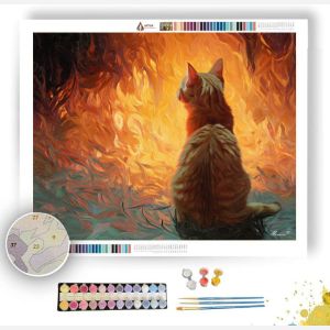 CAT BY THE FIRE - Paint by Numbers Full Kit