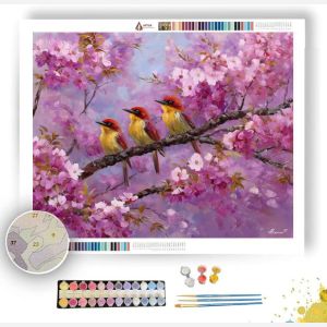 BIRDS IN BLOSSOM SKY - Paint by Numbers Full Kit