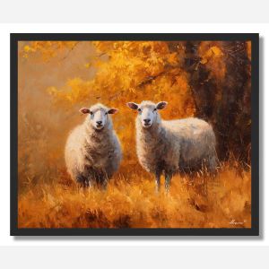 SHEEP IN AUTUMN FIELD - FRAMED