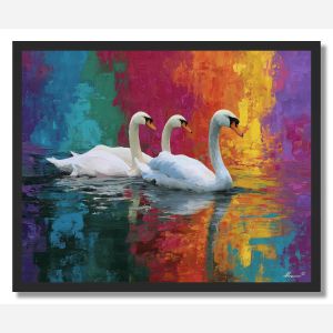 CANAL SWANS - FRAMED