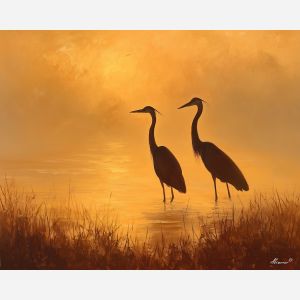 HERONS AT SUNRISE