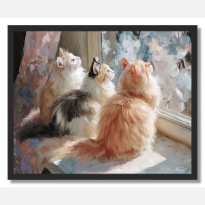 CATS BY THE WINDOW - FRAMED