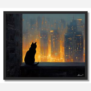 CAT ON BALCONY - FRAMED