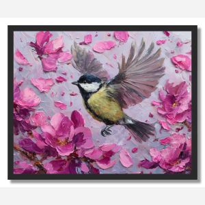 BIRD IN BLOSSOM WIND - FRAMED