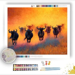 WILDEBEEST RUSH - Paint by Numbers Full Kit
